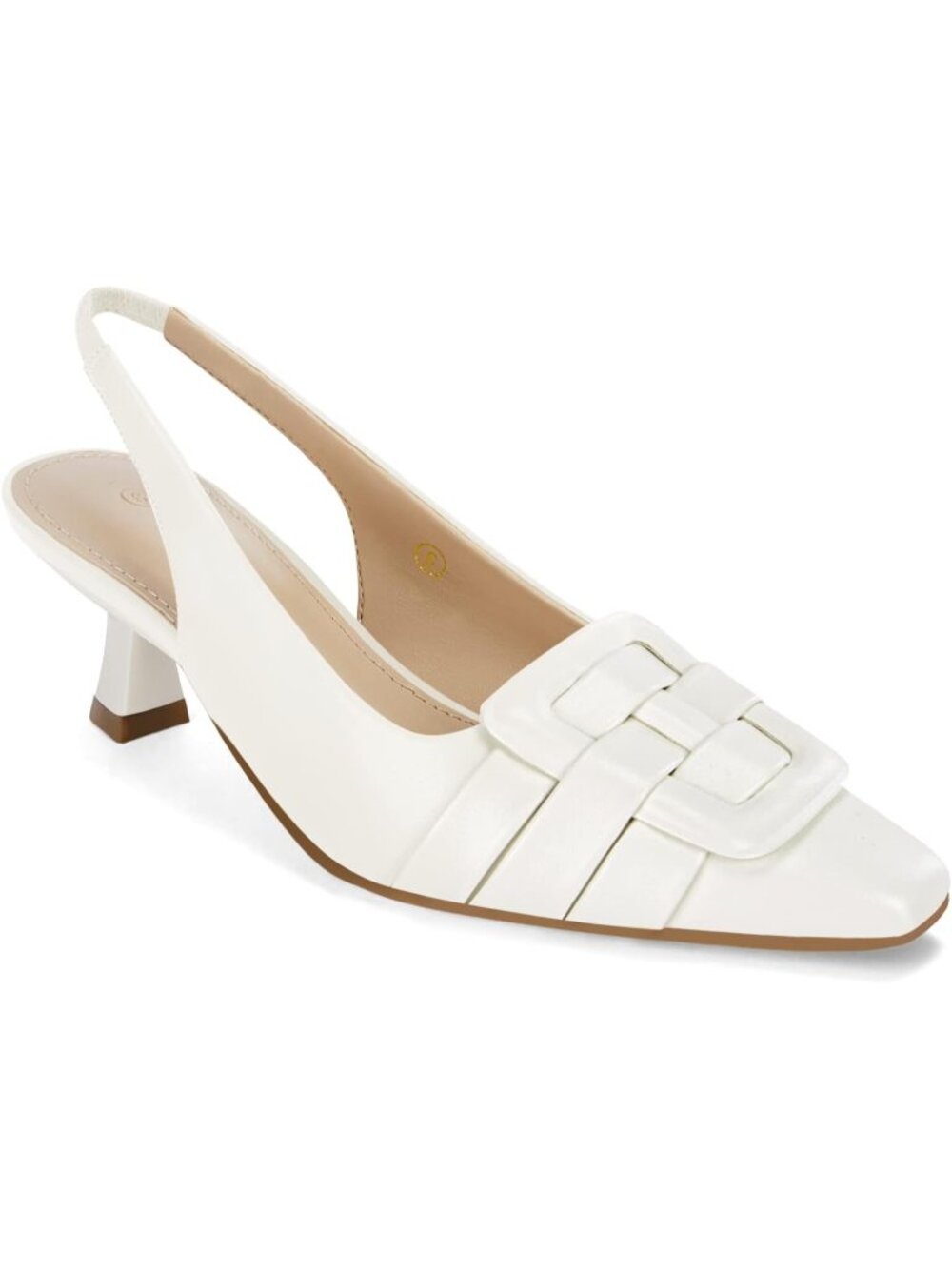 Women's Light Brown Slingback Kitten Heels Low Slingback Pump Pointed Closed Toe